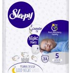 Overnight Slip-On Diaper Pants for Swaddler Babies -Disposable Leakproof Nappy Pants for Maximum 15hr Protection and Dry Night - Size 5 Junior (24-44Lbs, 24 Count)
